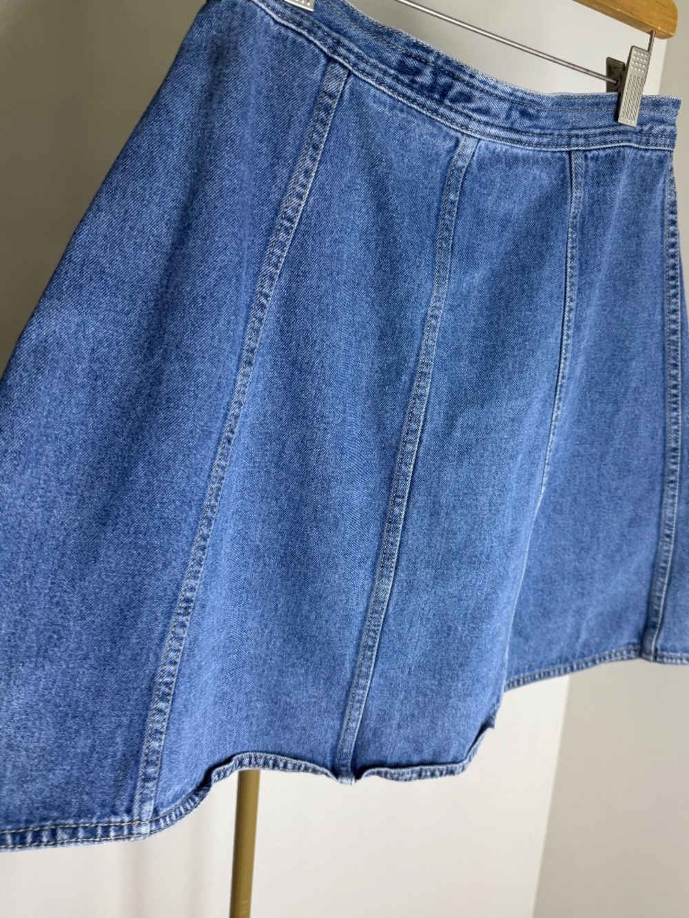 Vintage 90s Button Front Denim Mini Skirt High Waist Jean Skirt Size 4 - Picture 5 of 9